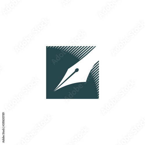 logo of a classic fountain pen nib in a square