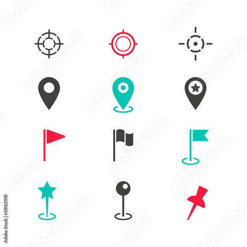 Set of icons for location and map indication