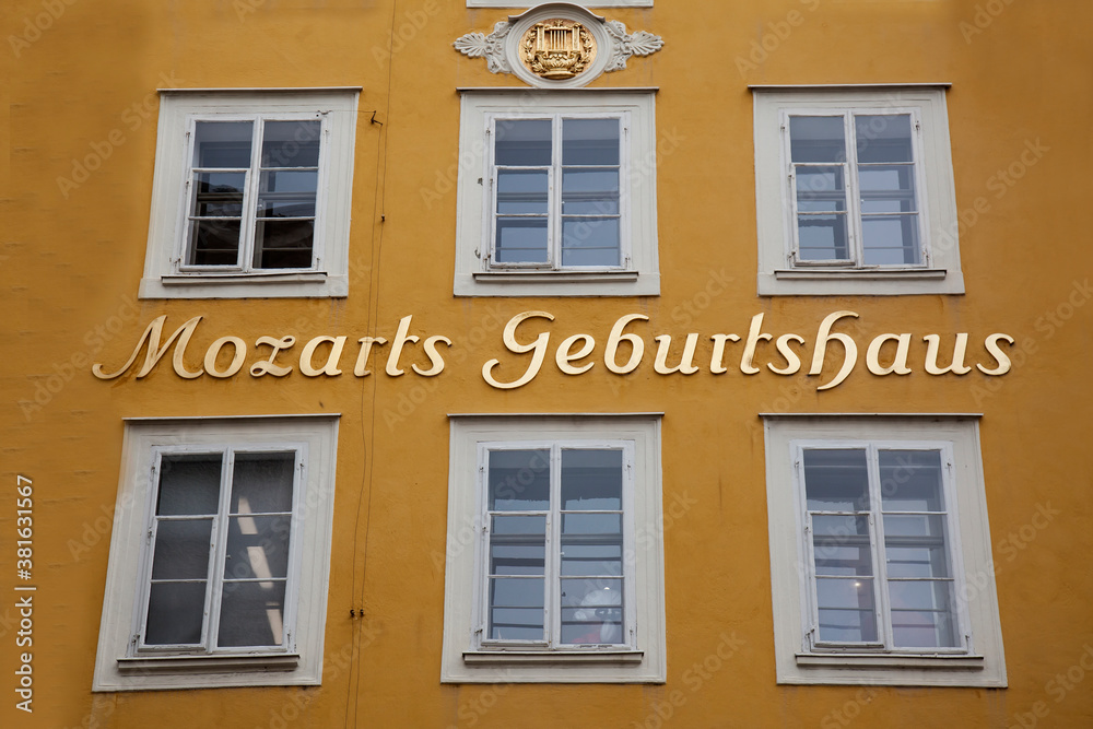 Mozart's birthplace ,Getreidegasse , Salzburg, Austria, Europe