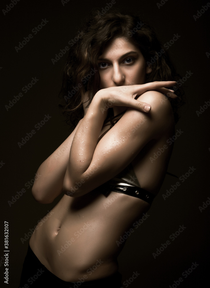 young woman dance on black background young woman dance on black background