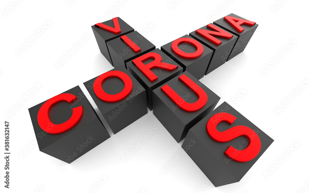Words Corona virus on cubes isolated on white background Words Corona virus on cubes isolated on white background