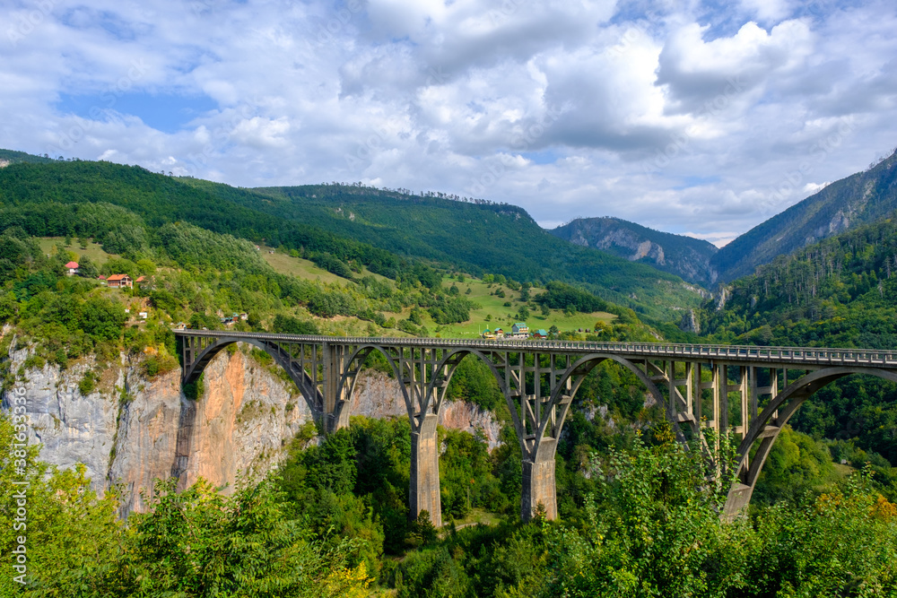 Durdevica Tara arc bridge in the mountains, Montenegro