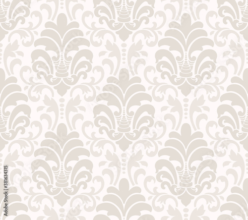 Damask seamless pattern element. Vector classical luxury old fashioned damask ornament, royal victorian seamless texture for wallpapers, textile, wrapping. Vintage exquisite floral baroque template.