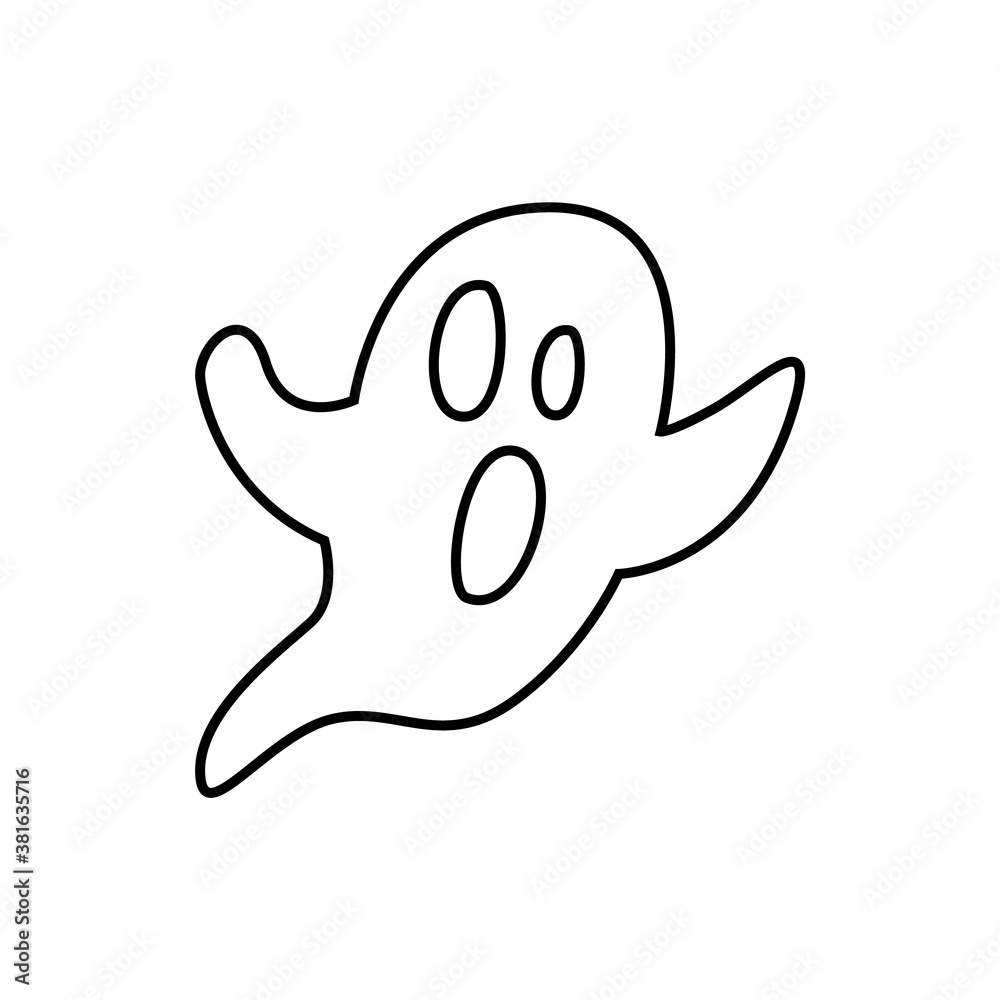 Naklejka premium Halloween ghost hand drawn line icon. Editable stroke