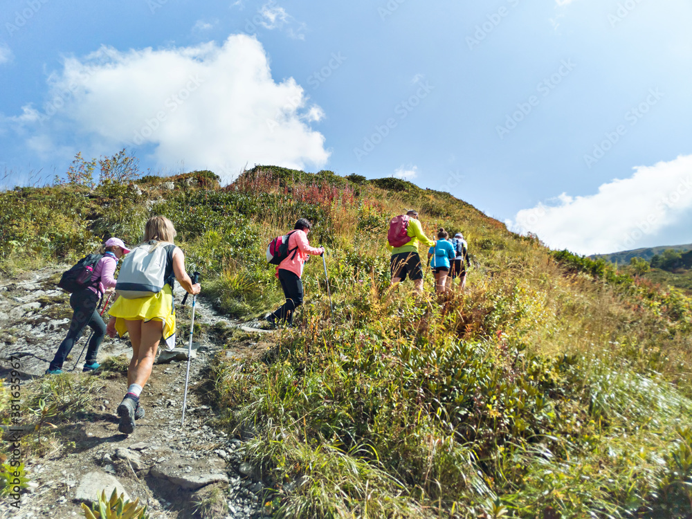 Obraz premium Group of tourists on trekking