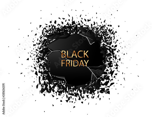 Black friday Sale banner with explosion effect on white background. Vector illustration EPS10