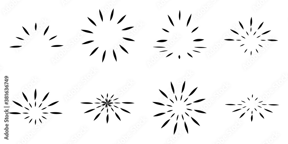 Set of black Sun stars burst sunburst sunlight flower plants circle radial icons decoration, abstract backgrounds texture wallpaper vector illustration graphic design Set of black Sun stars burst sunburst sunlight flower plants circle radial icons decoration, abstract backgrounds texture wallpaper vector illustration graphic design