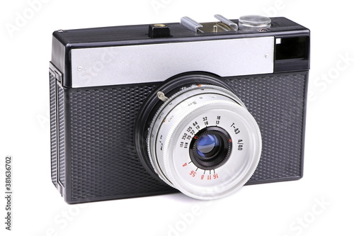 Vintage old photo camera isolated on a white background. Retro Photo camers Smena 8M made in USSR