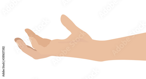 Woman hand on white background, flat design