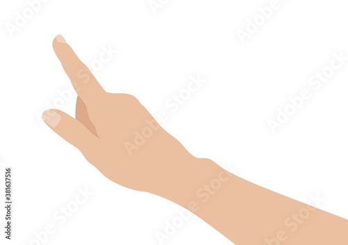 Woman hand on white background, flat design