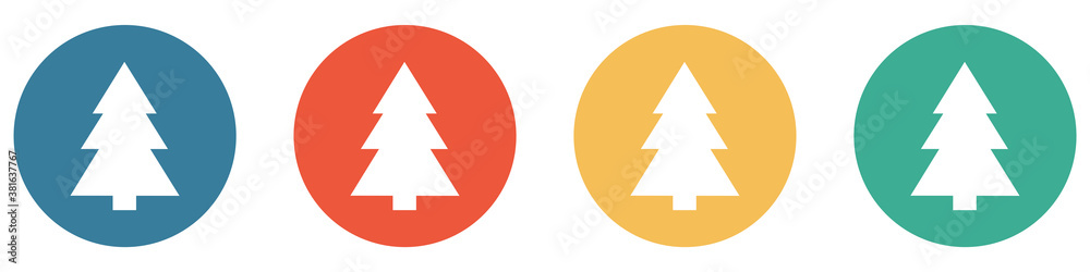 Bunter Banner mit 4 Buttons: Weihnachtsbaum, Tannenbaum, Tanne Bunter Banner mit 4 Buttons: Weihnachtsbaum, Tannenbaum, Tanne