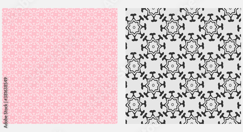 Geometric pattern, background, seamless wallpaper texture. Colors: black, white, pink. Vector graphics