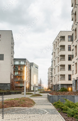 A modern housing estate pavement.