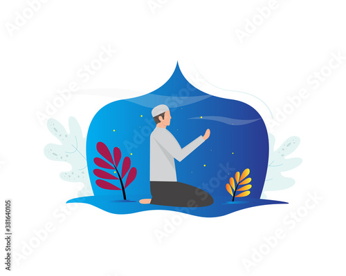 Islamic illustration design, someone is praying. vector