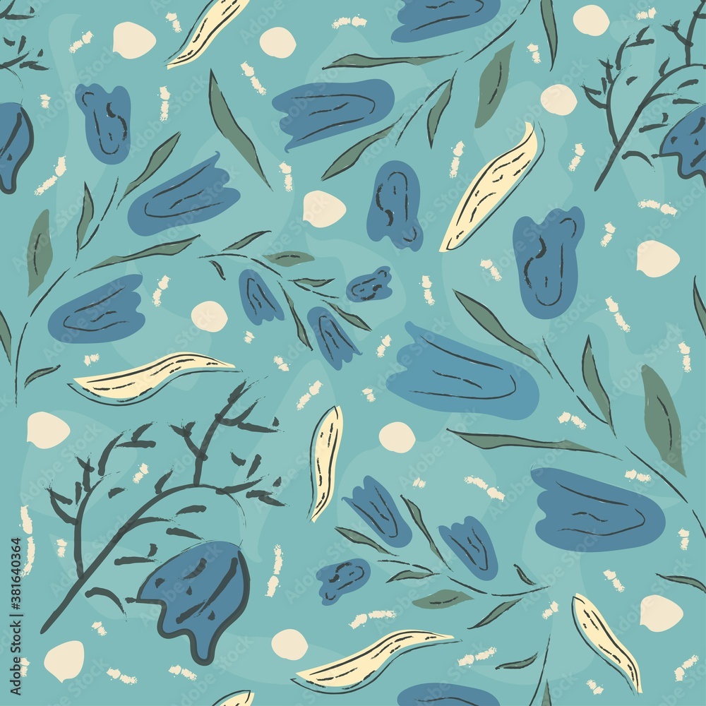 Floral Seamless Pattern. Hand Drawn. Floral Seamless Pattern. Hand Drawn.