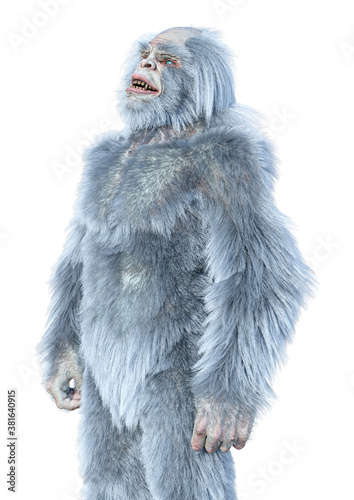 3D Rendering Yeti on White