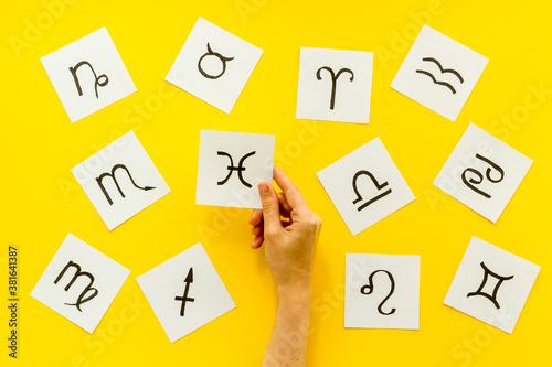 Billede på lærred Astrology horoscopes concept. Zodiac signs top view