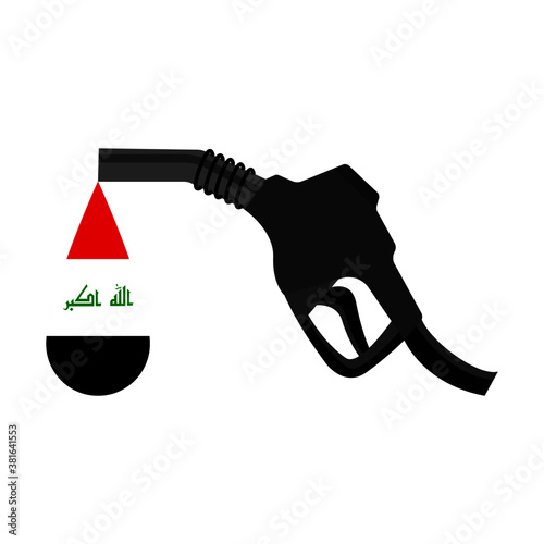 Gasoline pump gun and iraq flag on white background