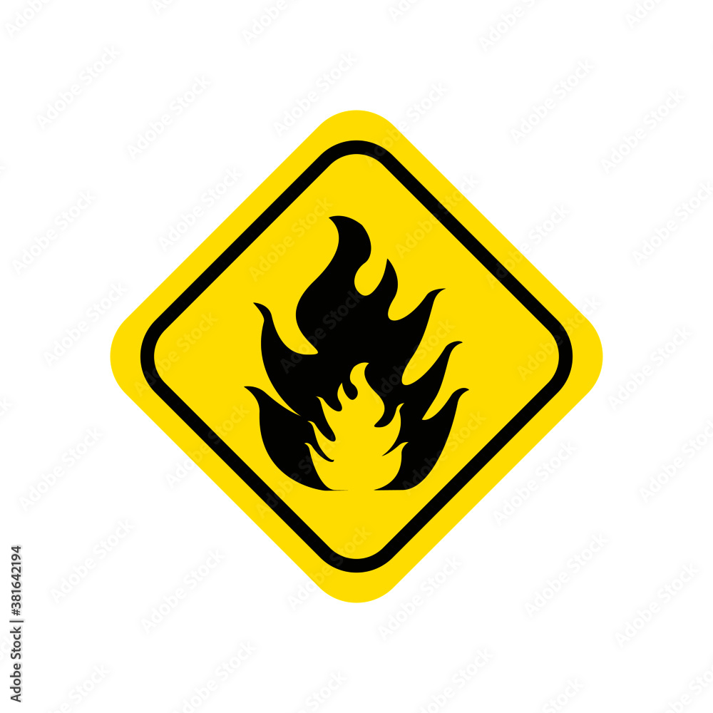Yellow fire sign on white background,vector Yellow fire sign on white background,vector