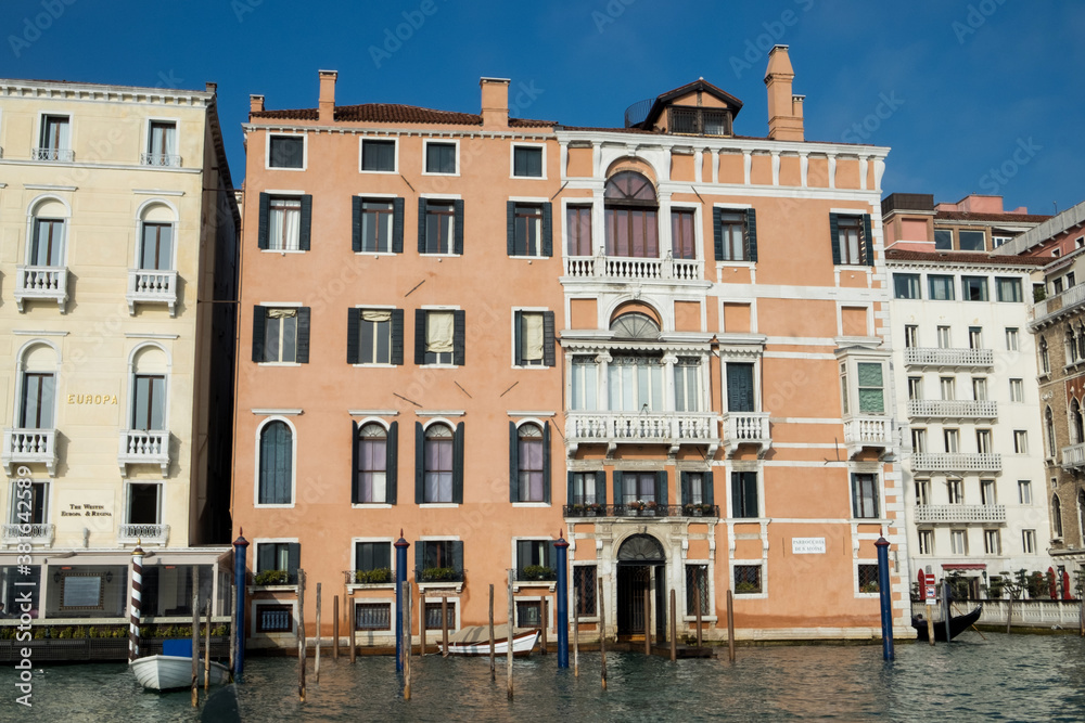 Old historic palaces - luxury medieval palazzo on the canal of Venice, Italy