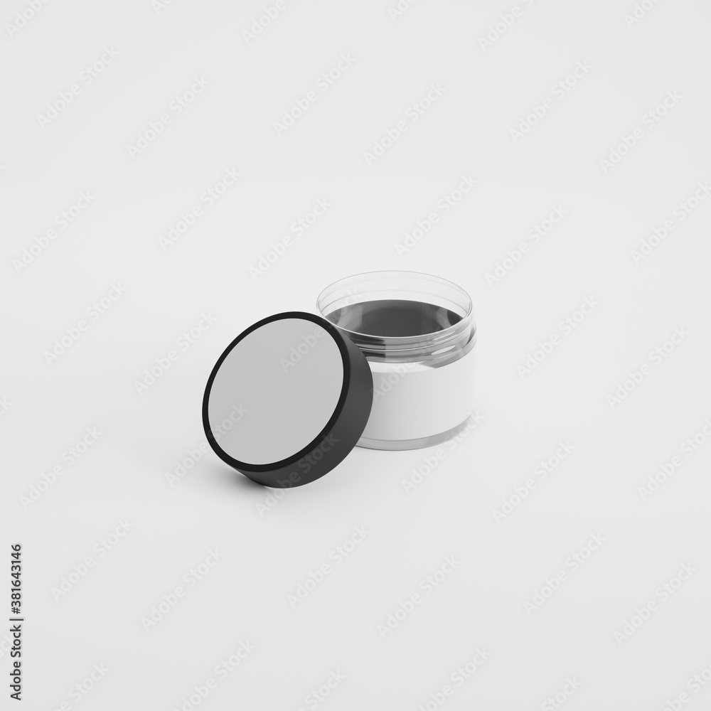 jar packaging product photo mockup- glass jar open with lid and wrapper 4k 3d render jar packaging product photo mockup- glass jar open with lid and wrapper 4k 3d render