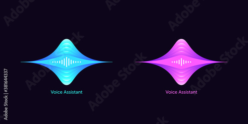 Soundwave shape for virtual voice assistant. Abstract acoustic wave and equalizer, voice control by smart assistant