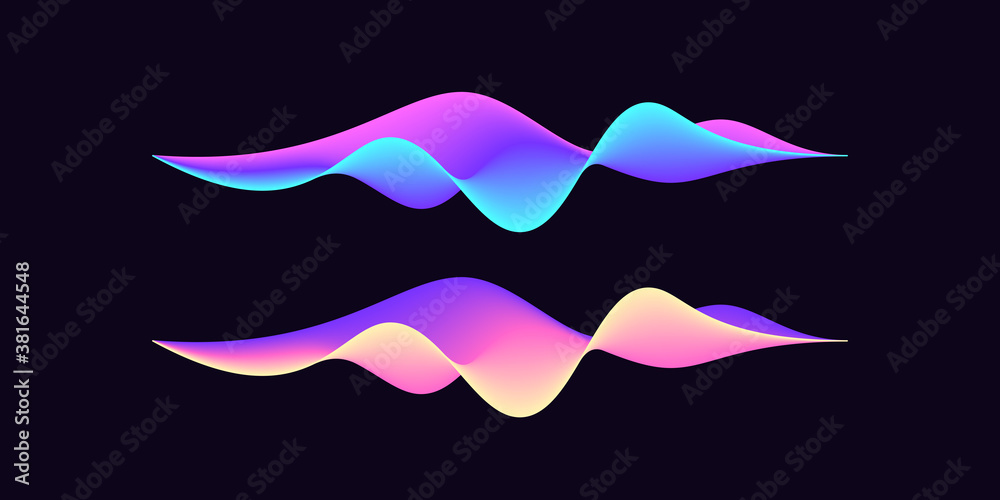Obraz premium Abstract wave shape for voice recognition system, virtual assistant speech. Gradient audio wave, futuristic waveform