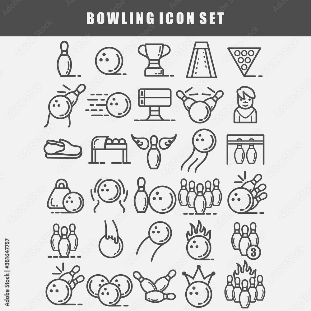 bowling icon set