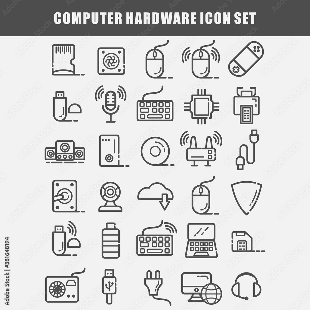 computer hardware icon set