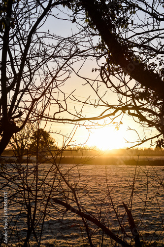 Beautiful Golden Sunrise over Irish Landscape