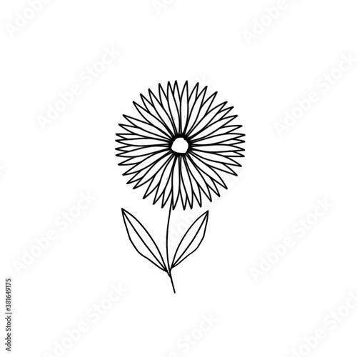Linework flower black and withe