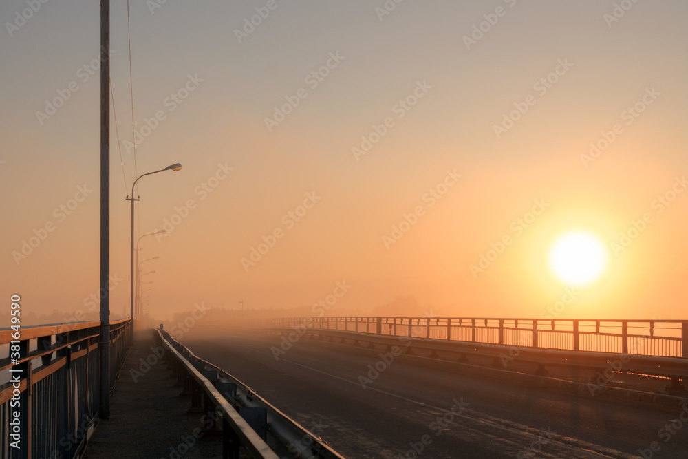 morning fog in the floodplain Belarus, the city VETKA, floodplain Sozh