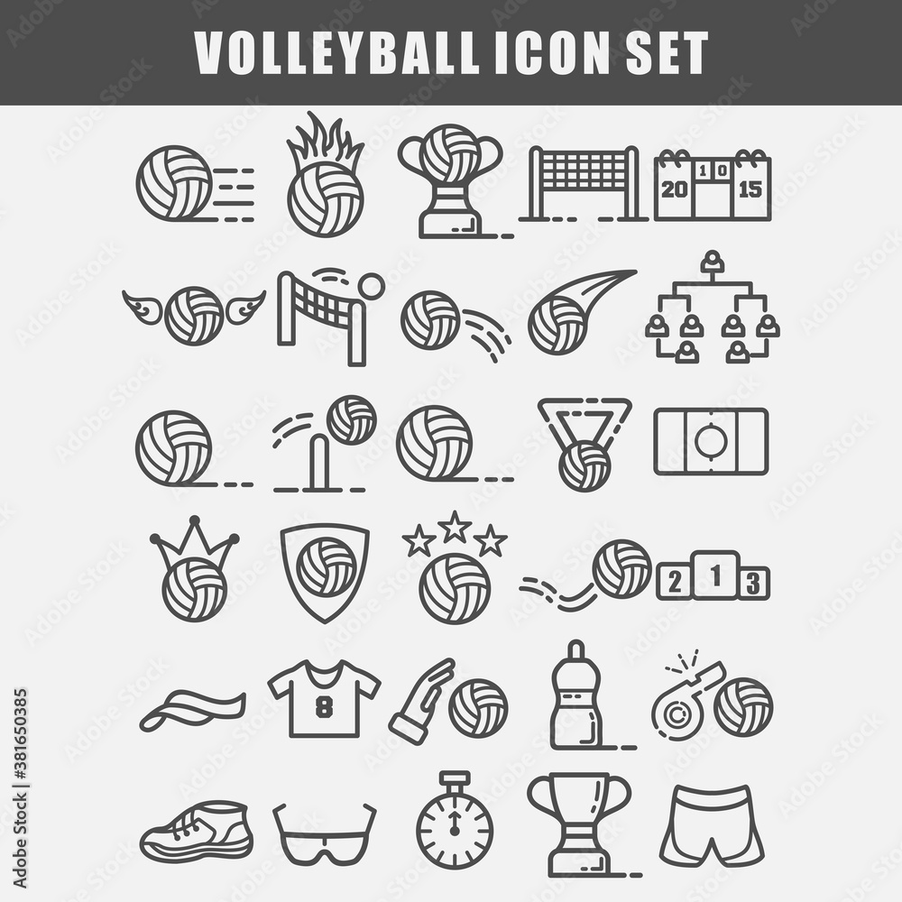 volleyball icon set vector art