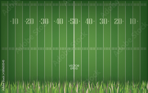 Background for american football sport. Vector illustration of green field.