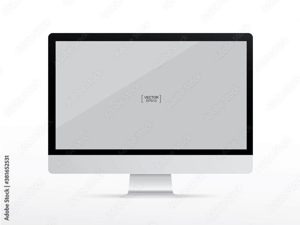Modern computer display with blank screen area for background, Vector. Modern computer display with blank screen area for background, Vector.