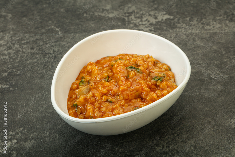 Traditional Georgian Kharcho soup with meat Traditional Georgian Kharcho soup with meat