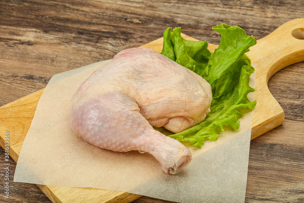 Raw chicken leg for cooking