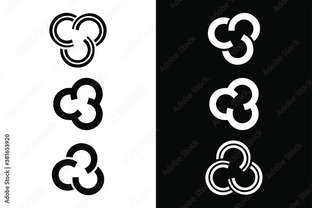 Three circle connected concept. Very suitable in various business purposes, also for icon, symbol, logo and many more. Three circle connected concept. Very suitable in various business purposes, also for icon, symbol, logo and many more.