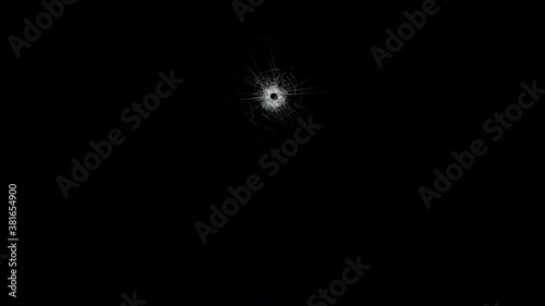 Mirror broken shatter effect from gunshot with 3d rendering include alpha path.