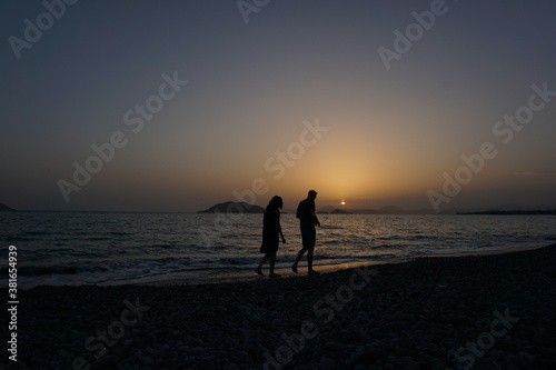 walking on the beach