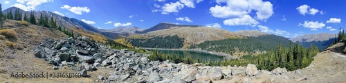 Pristine lake in the middle of the rocky mountains