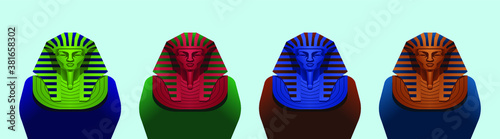 set of egyptian pharaoh mask cartoon icon design template with various models. vector illustration isolated on blue background