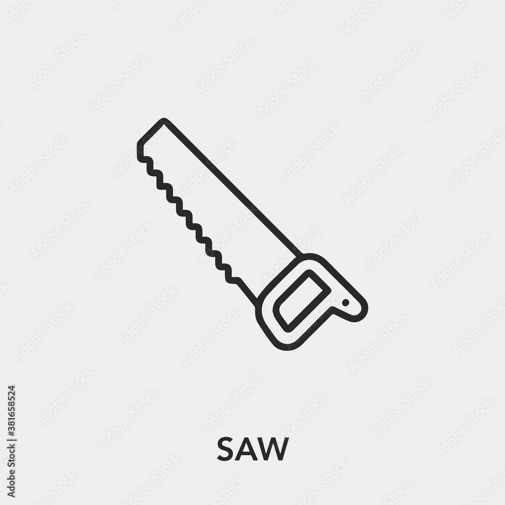saw icon vector. Linear style sign for mobile concept and web design. saw symbol illustration. Pixel vector graphics - Vector.	