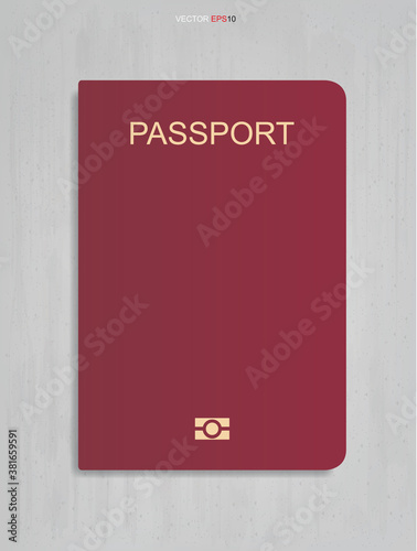 Passport book on concrete texture background. Vector.