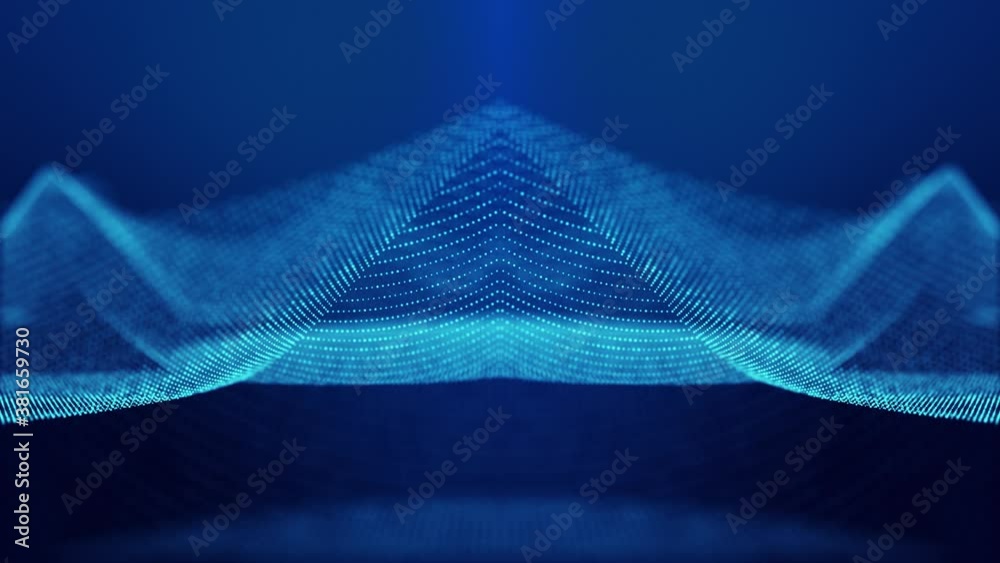 Stockvideon Scifi abstract theme with particle mirror waves. 4k looped