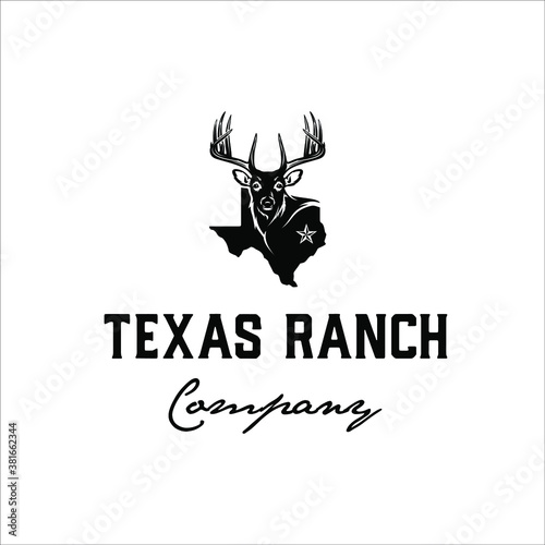 Deer with texas outline maps silhouette