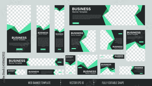 set of creative web banners of standard size with a place for photos. Vertical, horizontal and square template. vector illustration EPS 10