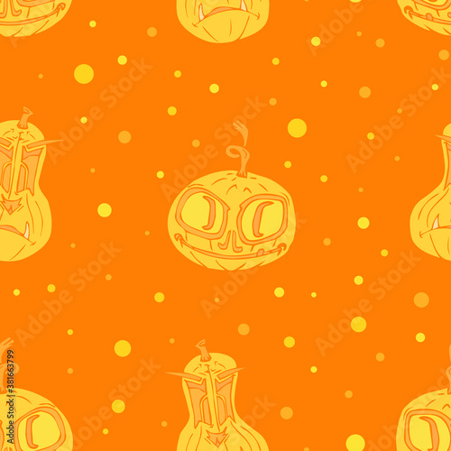 Halloween, October 31 All Saints Day, seamless pattern, attributes of a happy holiday, curse pumpkin, sweets, postcards, print, poster