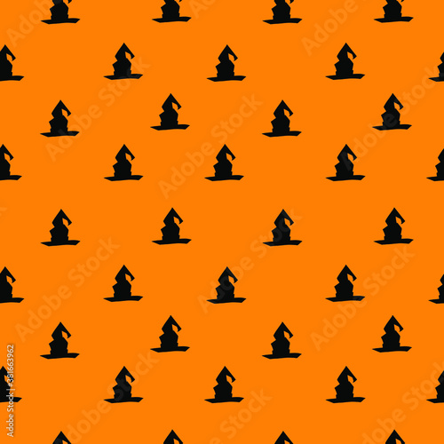Halloween, October 31 All Saints Day, seamless pattern, attributes of a happy holiday, the curse, witch hat, postcard, print, poster