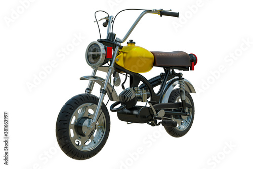 3d rendering of mini retro bike isolated on white background. photo